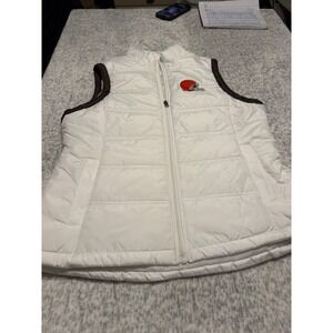 Cleveland Browns Womens‎ White Puffer Vest NFL Team Apparel XL NWOT
